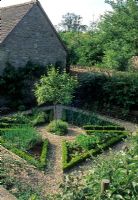 Walled herb and vegetable garden parterre - Hinton House, Bibury