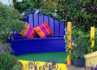 Painted wooden garden bench
