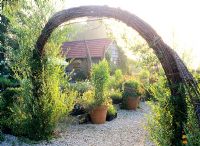 Salix archway leading to house and garden