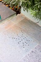 Hole patterns in stone paved path - Cheltenham Terrace London