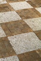Wooden block paving and gravel