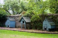 Poultry sheds in garden - Cranborne Manor Gardens