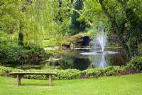 The Duck Pond and fountain at Dewstow Hidden Gardens and Grottos