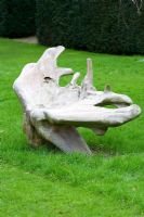 Carved wooden seat - Woodpeckers, Warwickshire