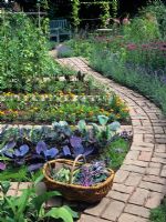 Organic vegetable garden with brick path - Tatton Park Flower show