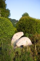 Sculpture by Bridget McCrum - Bridget McCrum's garden at Hamblyn's Coombe, Devon