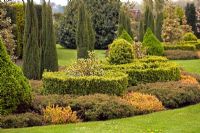 Clipped hedges and shrubs - The Garden House, Erbistock