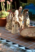 Pottery figures, outdoor table ornaments