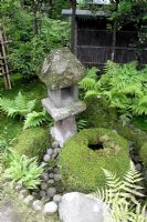 Traditional stone lantern garden feature, Isuien Garden, Nara, Japan