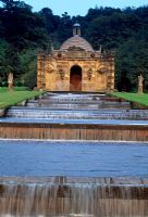 The upper part of The Cascade and The Cascade House at sunset - Chatsworth House, Derbyshire