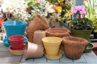 Natural material biodegradable pots made out of Bamboo and Coir