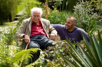 Fergus Garrett and Christopher Lloyd in the exotic garden at Great Dixter