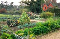 Ornamental vegetable garden in early autumn at Wyken Hall, Suffolk