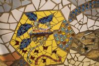 Detail of Gaudi inspired mosaic wall