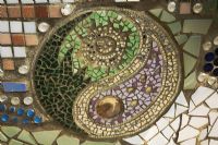 Detail of Gaudi inspired mosaic wall