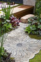 Mosiac style paving - A Japanese Tranquil Retreat Garden, sponsored by Sekisui Exterior Co Ltd - Silver-Gilt Flora medal winner at RHS Chelsea Flower Show 2009 