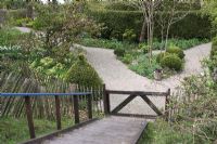 Steps leading to garden in Spring. The teagarden is a combination of model garden, garden shop and tearoom in Weesp