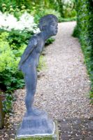 Sculpture and gravel path