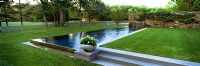 Reflecting Pool with curving fence at Hither Lane, Long Island, USA