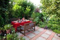 Dining area on garden patio