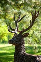 Sculpture of stag designed by George Hider at Hatfield House garden, May 2008, UK