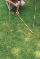 Step by step guide to measuring up a garden. To make sure that your measurements and lines are square, mark out a right-angled triangle. This will ensure that all your lines are straight and in proportion.