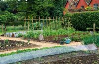 The vegetable garden with traditional 'Chase' barn cloches
