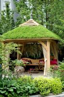 Wooden gazebo with living roof - The Children's Society Garden, Gold medal winner, RHS Chelsea Flower Show 2010 