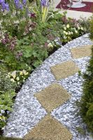 Detail of path showing diamond patterns. The Ace of Diamonds Garden, Bronze Medal Winner, RHS Chelsea Flower Show 2010
 