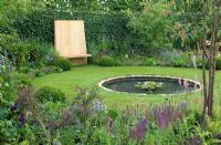 Borders around lawn and circular pond - 'The Combat Stress Therapeutic Garden', Silver medal winner, RHS Hampton Court Flower Show 2010 
 