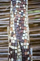 Detail of clay mosaic cone made by Gordon Cooke