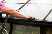 Cleaning greenhouse glass
