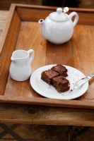 Tea and brownies in the cafe at Petersham Nurseries, Richmond, Surrey 