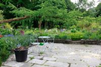 Furniture on terrace - June Blake's garden and nursery Co. Wicklow, Ireland 