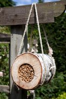 Suspended insect house - birch and bamboo
