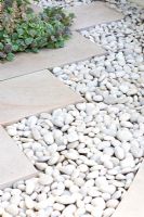 Pebbles and limestone paving detail