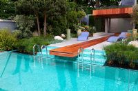 Swimming pool in contemporary Mediterranean style garden - 'A Monaco Garden' - Gold Medal Winner, RHS Chelsea Flower Show 2011 
