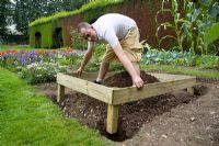 step by step, making a raised bed - positioning finished project