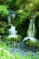 18th century cascades built to dam the stream, Minterne, Minterne Magna, Dorset, UK
