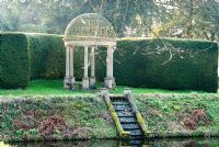 The Temple, sited at the end of the Long Pond, an early eighteenth century canal - Forde Abbey, Chard, Somerset, UK
