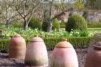 Rhubarb forcers in walled garden - Wretham Lodge, NGS Norfolk