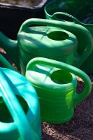 Watering cans with rain water