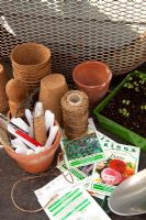 Spring time seed planting in the allotment green house