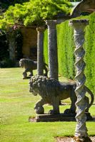 Lion statue in Italian garden - Hever Castle, Kent, UK