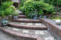 Steps with raised borders at Preen Manor, Shropshire
