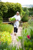 Darina Allen in the vegetable garden at Ballymaloe Cookery school