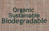 Organic, sustainable, biodegradable printed on hessian 