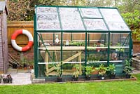 Greenhouse with alluminium frame and plastic windows