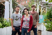 Left to Right - Thomas Kendall, Heather Ring and Jarred Henderson - Urban Physic Garden, London
