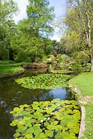 Pond and water feature at Samares manor, Jersey 

